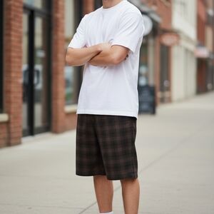 RSQ Men's Dark Plaid Shorts